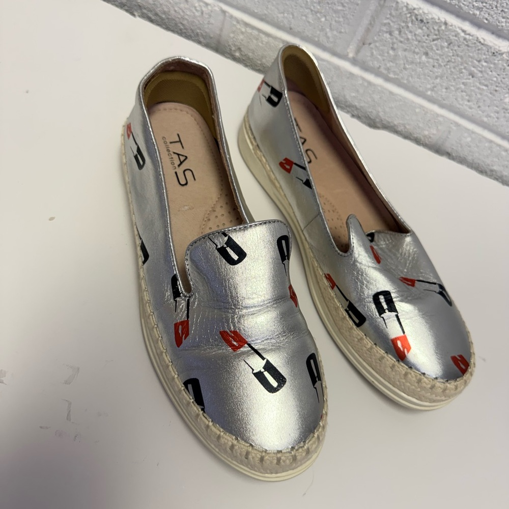 Silver Espadrille Slip-On Sneakers LipStick Metallic - Picture 3 of 11